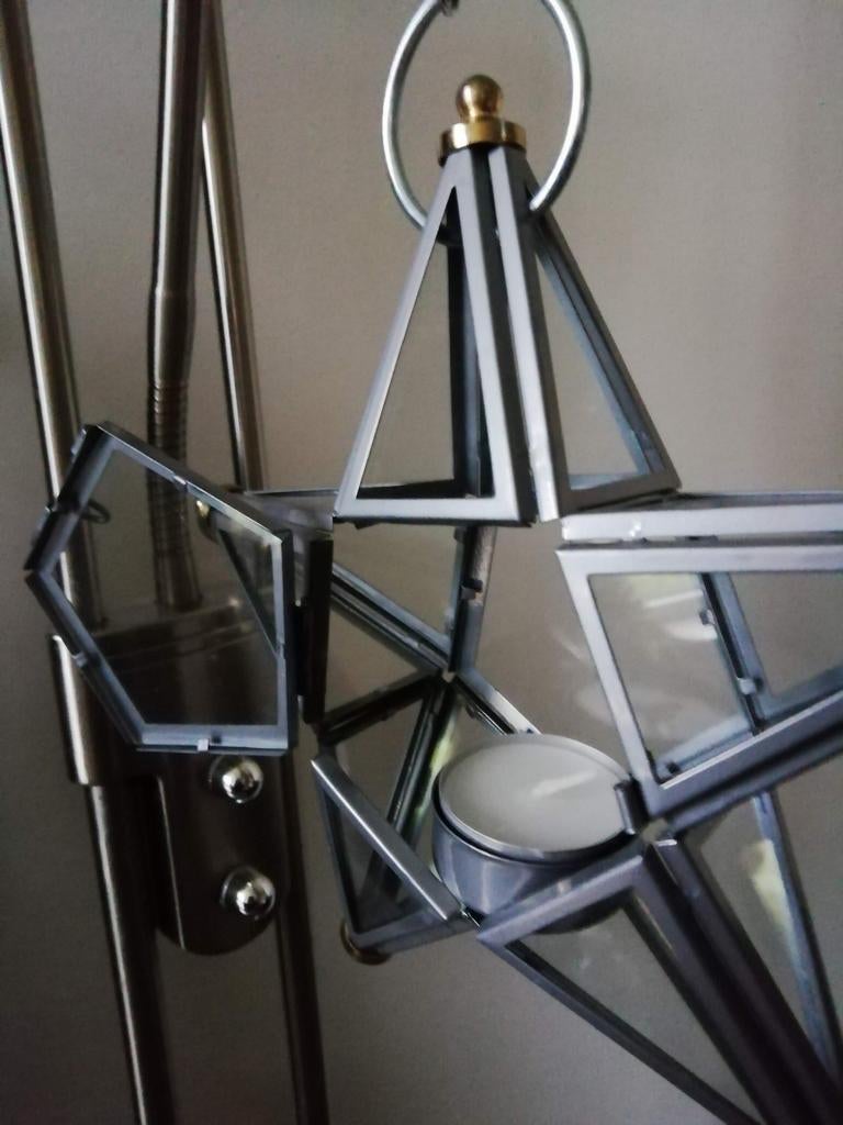 Metalen ster met theelichtje en ketting om op te hangen, nie, Huis en Inrichting, Ophalen of Verzenden