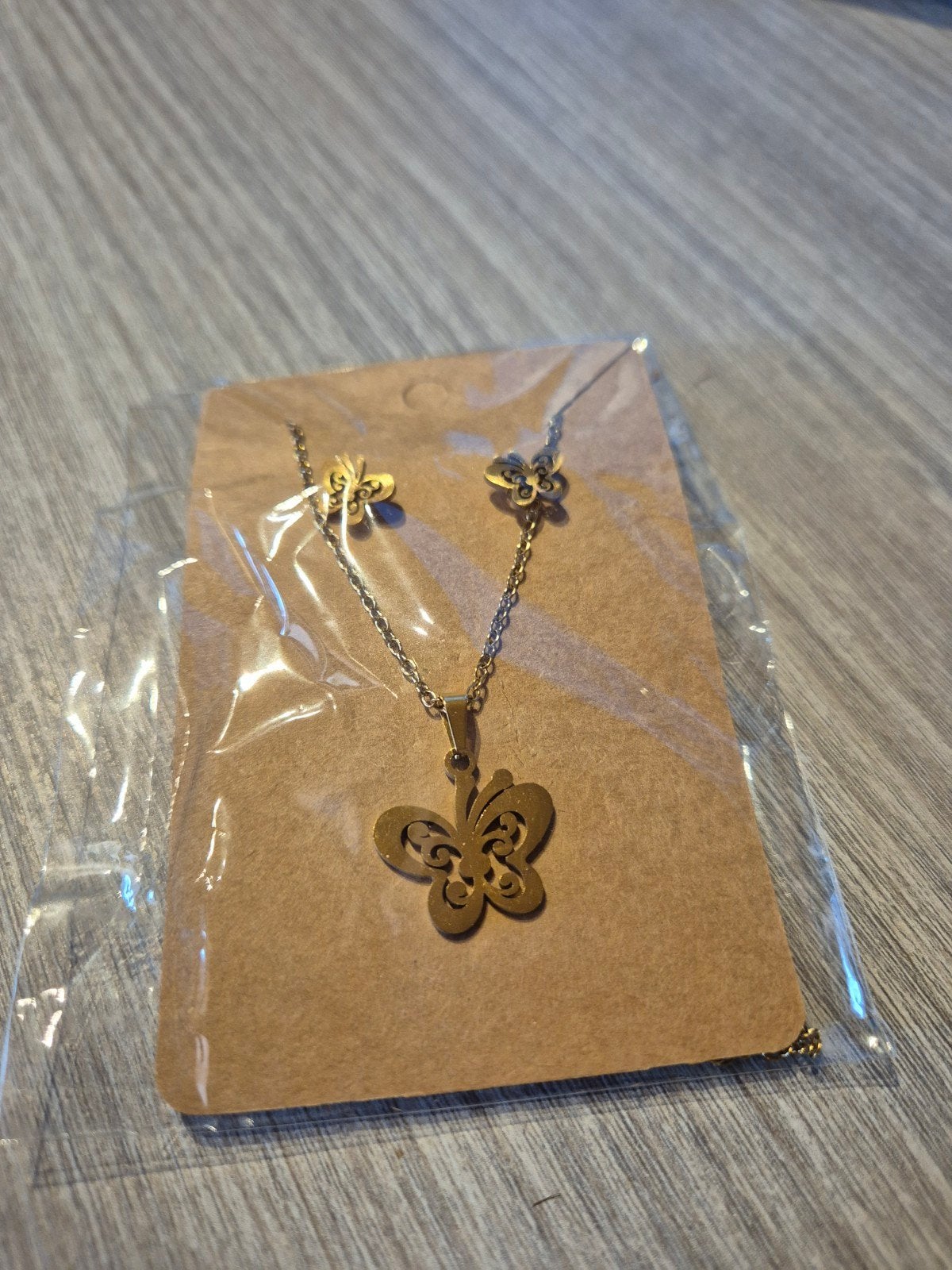 Oorbellen met bijpassende ketting, Verzenden, Goud, Goud