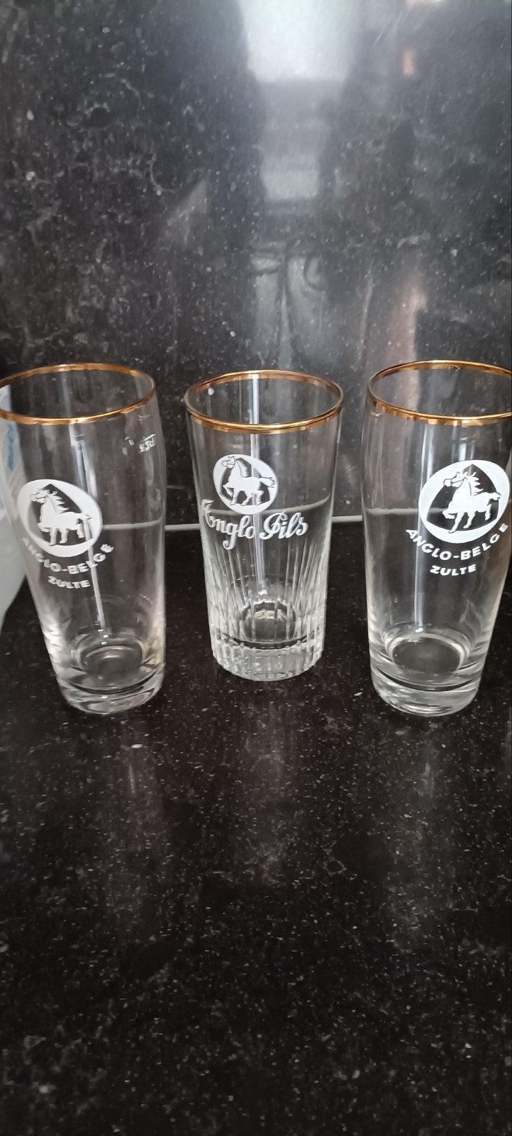 3 oude Bierglazen Anglo Belge Zulte, Ophalen of Verzenden