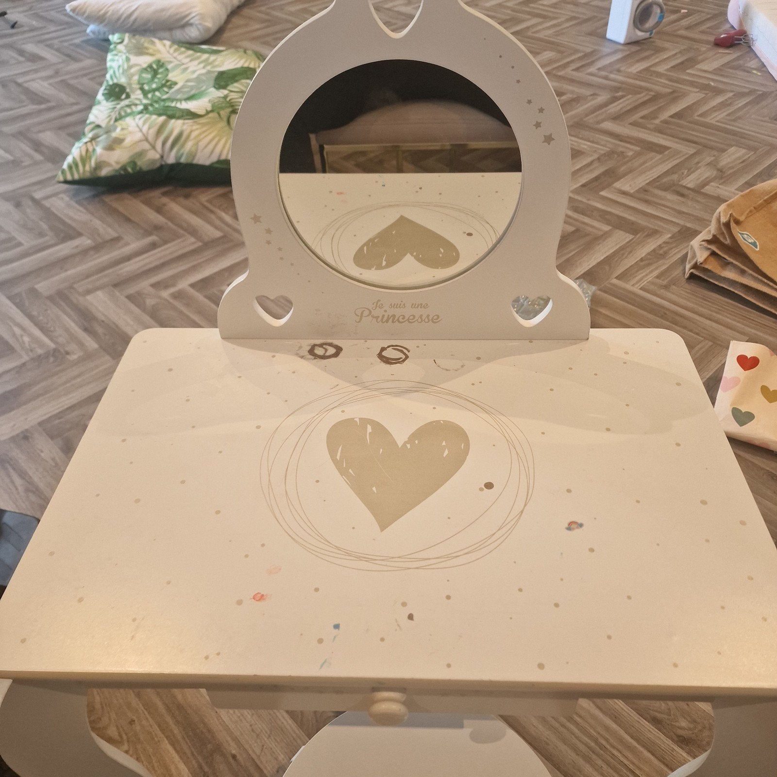 Schattige "Princesse" kinder kaptafel met krukje (Opknapper/, Maison & Meubles, Enlèvement, Utilisé, Bois