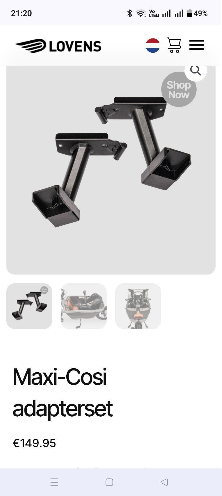 Lovens explorer 1 maxi cosi adapterset, Fietsen en Brommers, Ophalen