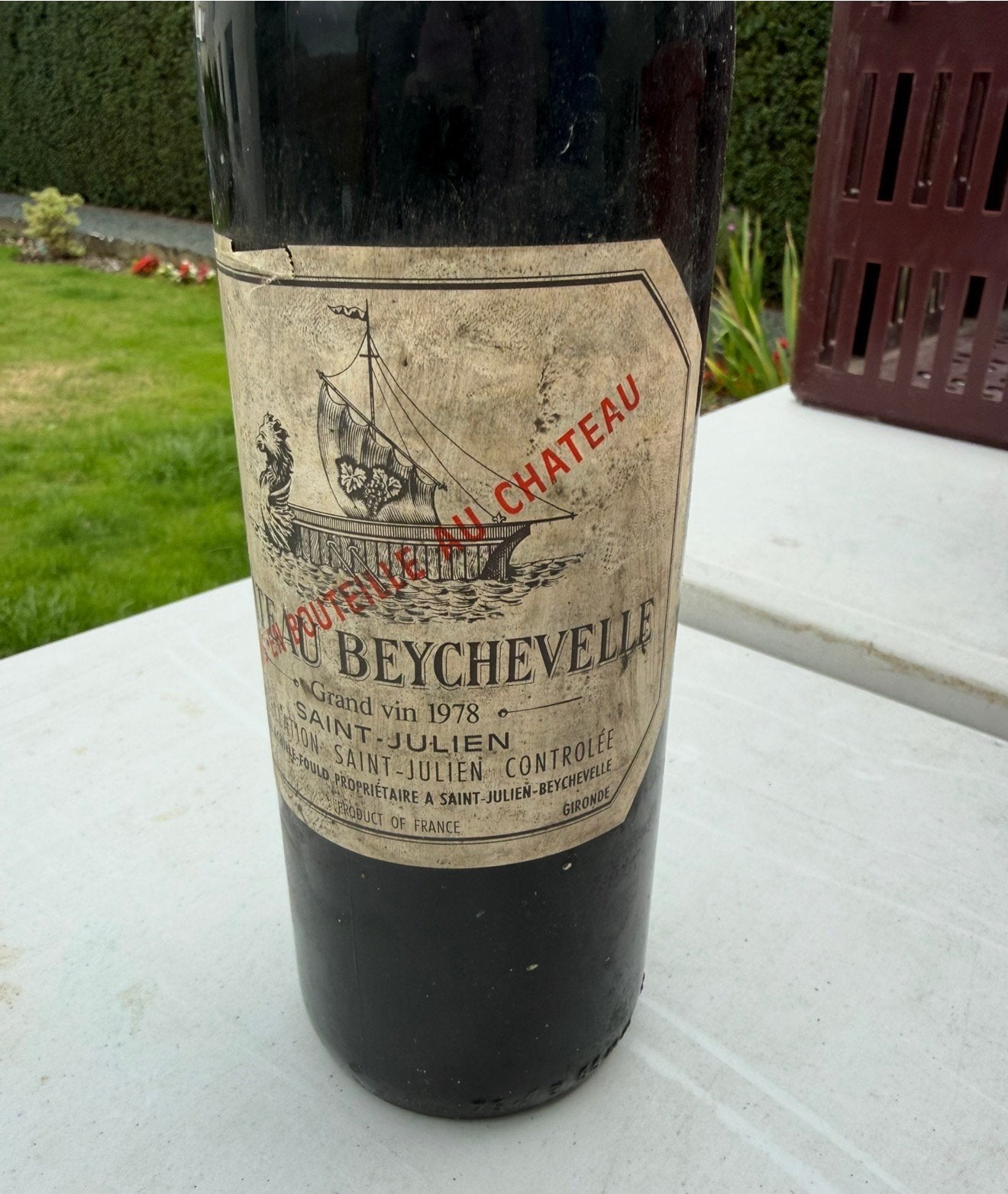 Ancienne bouteille de Château Beychevelle – Grand Vin 1978, Collections, Enlèvement ou Envoi, Comme neuf