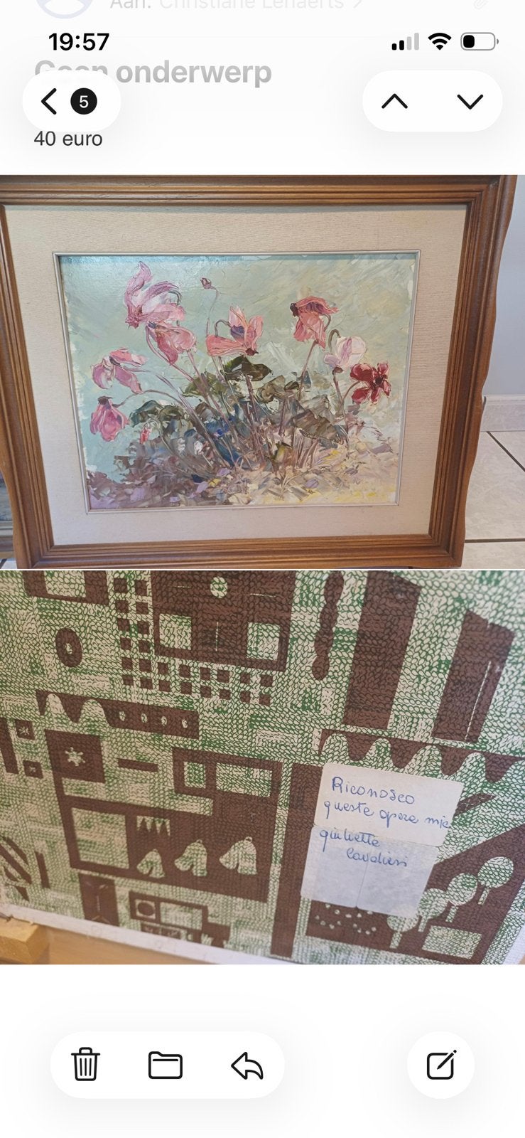 Schilderij, mooie korenbloemen, Ophalen, Gebruikt, Schilderijlijst