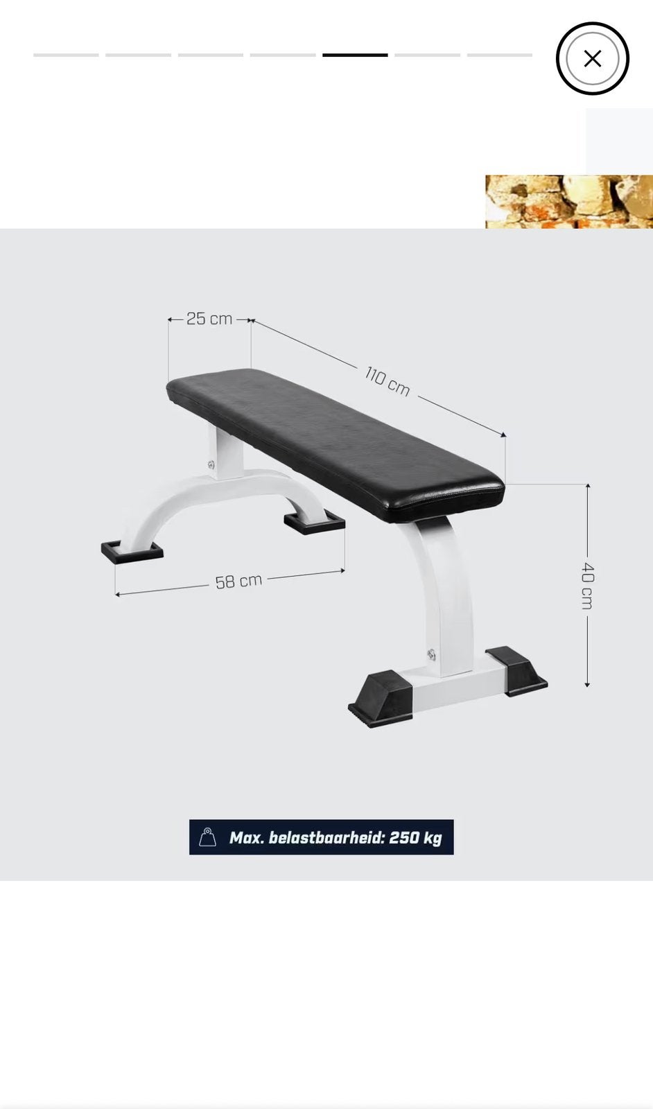 Vlakke bench /halterbank, Sport en Fitness, Ophalen, Zo goed als nieuw, Fitnessbank