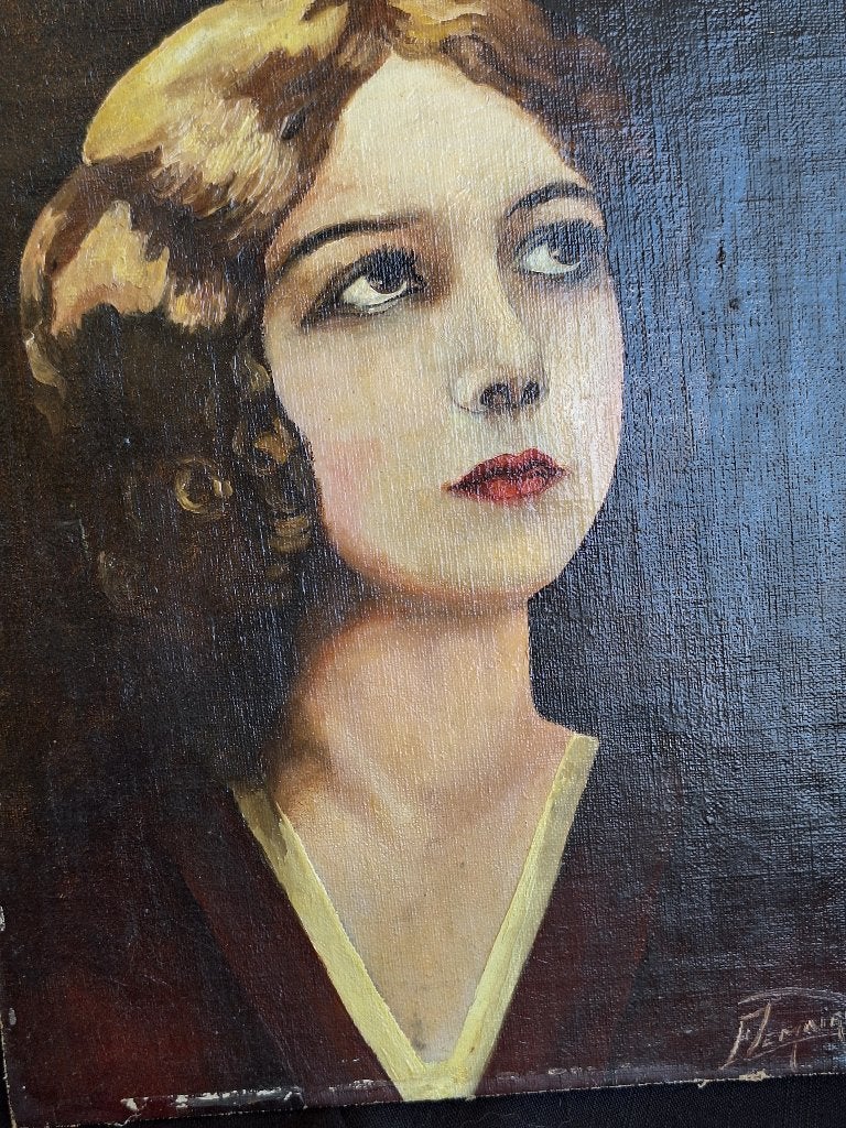 ANCIENNE PEINTURE SIGNEE  PORTRAIT, Antiquités & Art, Portrait ou Personnes, Enlèvement ou Envoi, Peinture à l'huile, Panneau