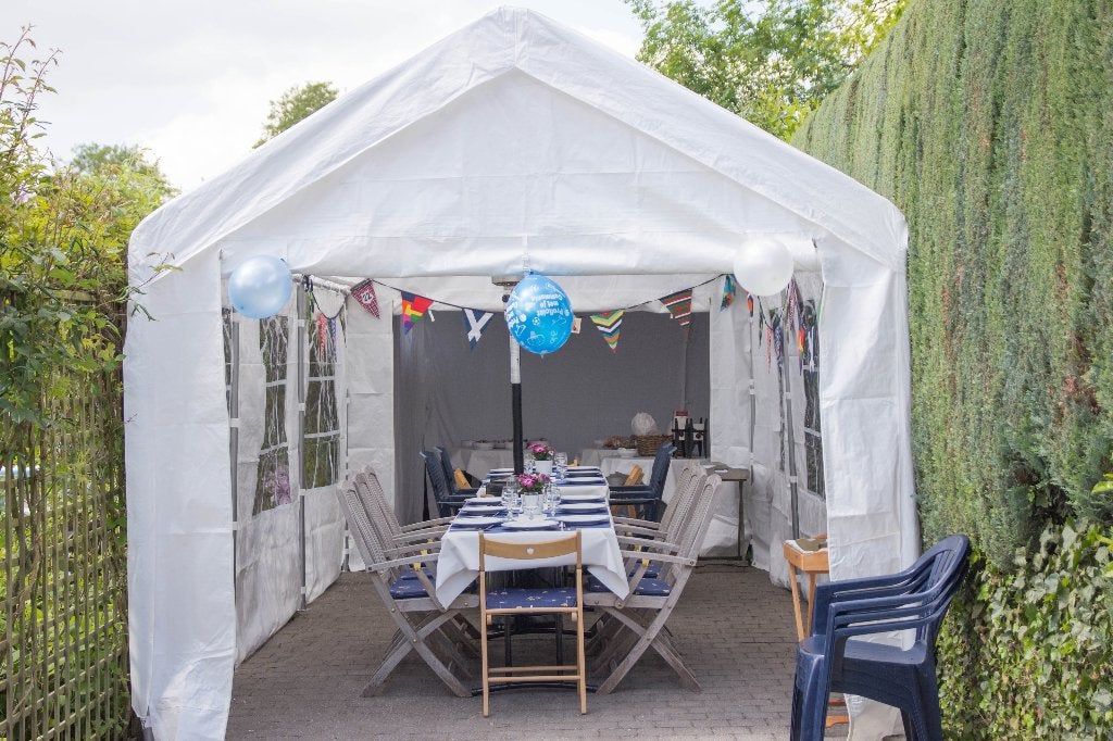 Feesttent 6 m x 3 m Wit, Enlèvement, Comme neuf