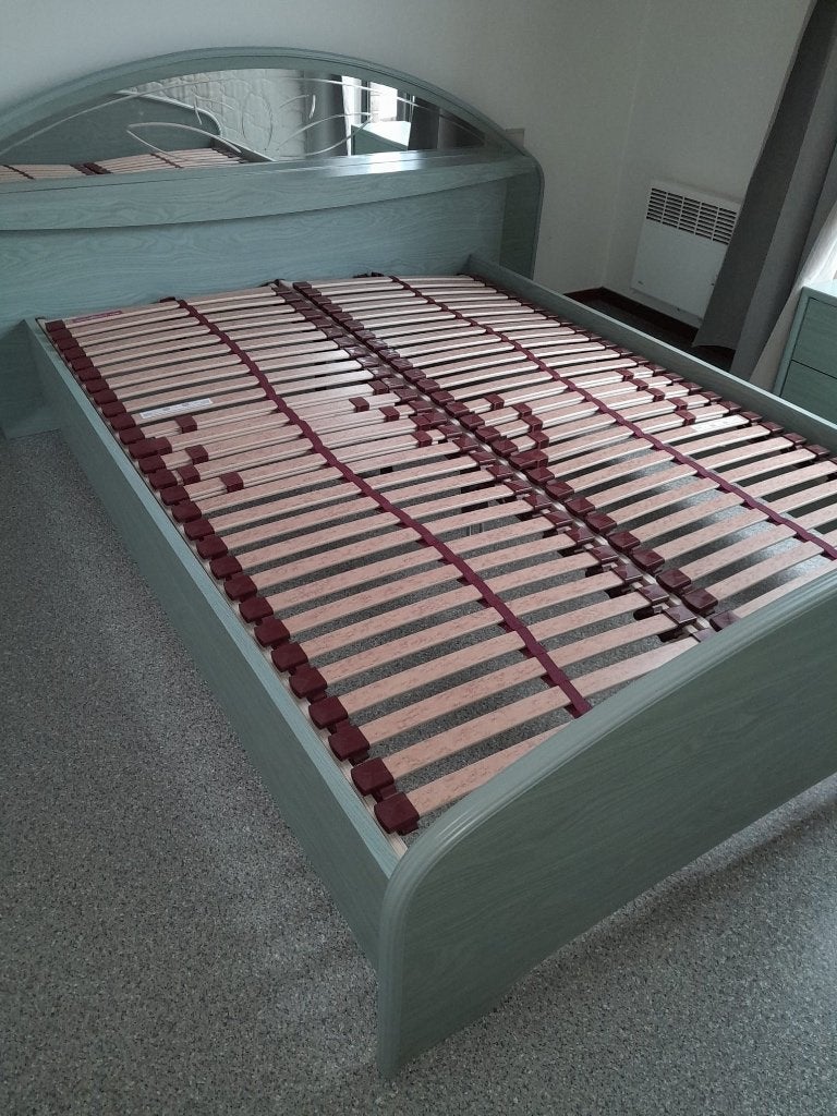 Bed met lattenbodem, Bois d'échafaudage, 140 cm, Enlèvement, Utilisé