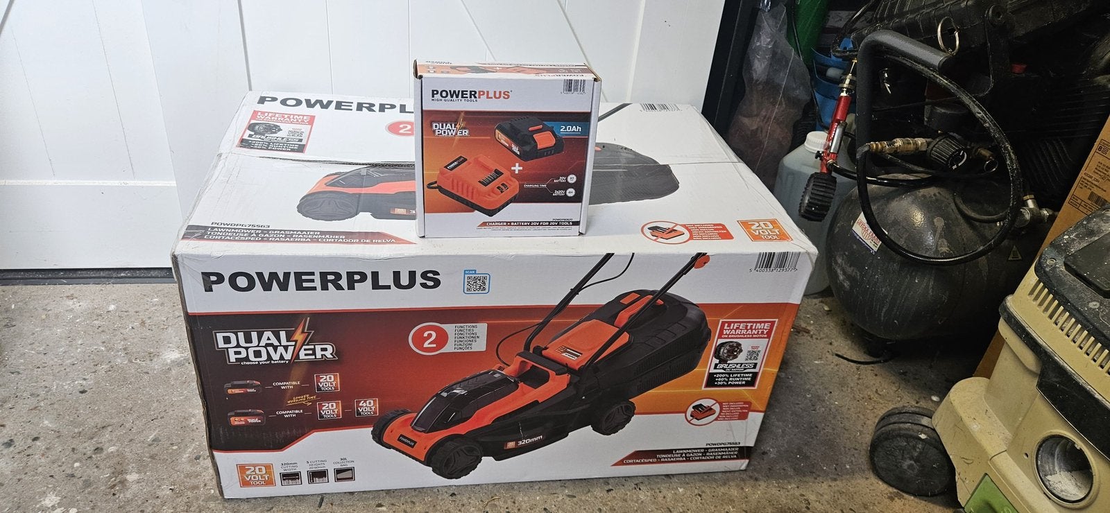 Nieuwe Powerplus accu grasmaaier met accu en lader, Jardin & Terrasse, Enlèvement, Neuf, Tondeuses à gazon sur batterie