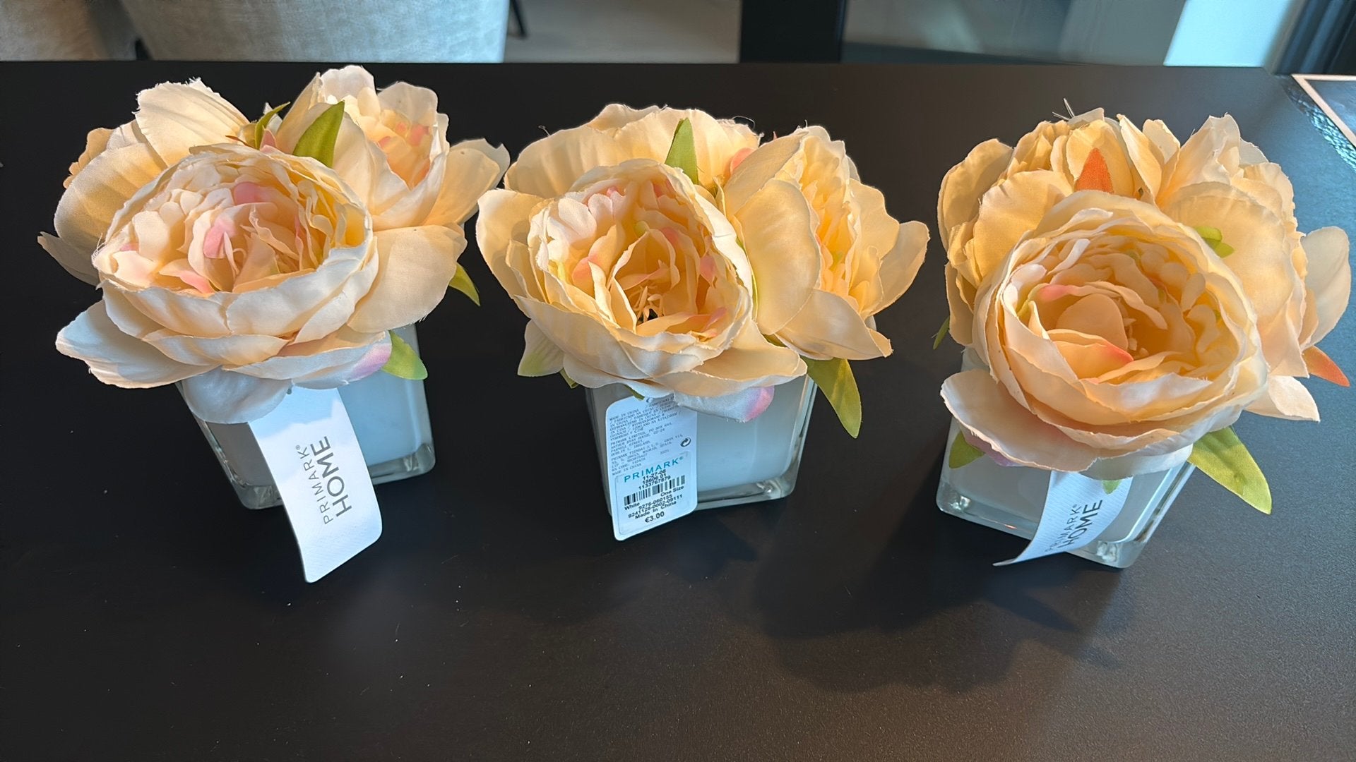 3 Nieuwe witte glazen bloempotjes Primark, Ophalen, Vierkant, Nieuw, Glas