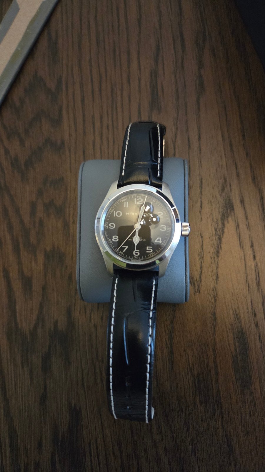 Hamilton Khaki Murph 38mm, Handtassen en Accessoires, Horloges | Dames, Overige merken, Leer, Staal, Polshorloge