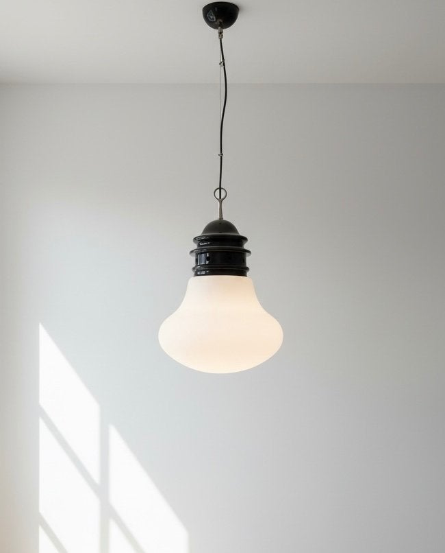 Vintage opaline en gelakte metalen ophanging, Ophalen, Gebruikt, Overige materialen