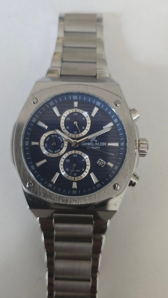 Montre Daniel Klein pour homme - cadran bleu et acier, Montre-bracelet, Autres marques, Enlèvement, Acier