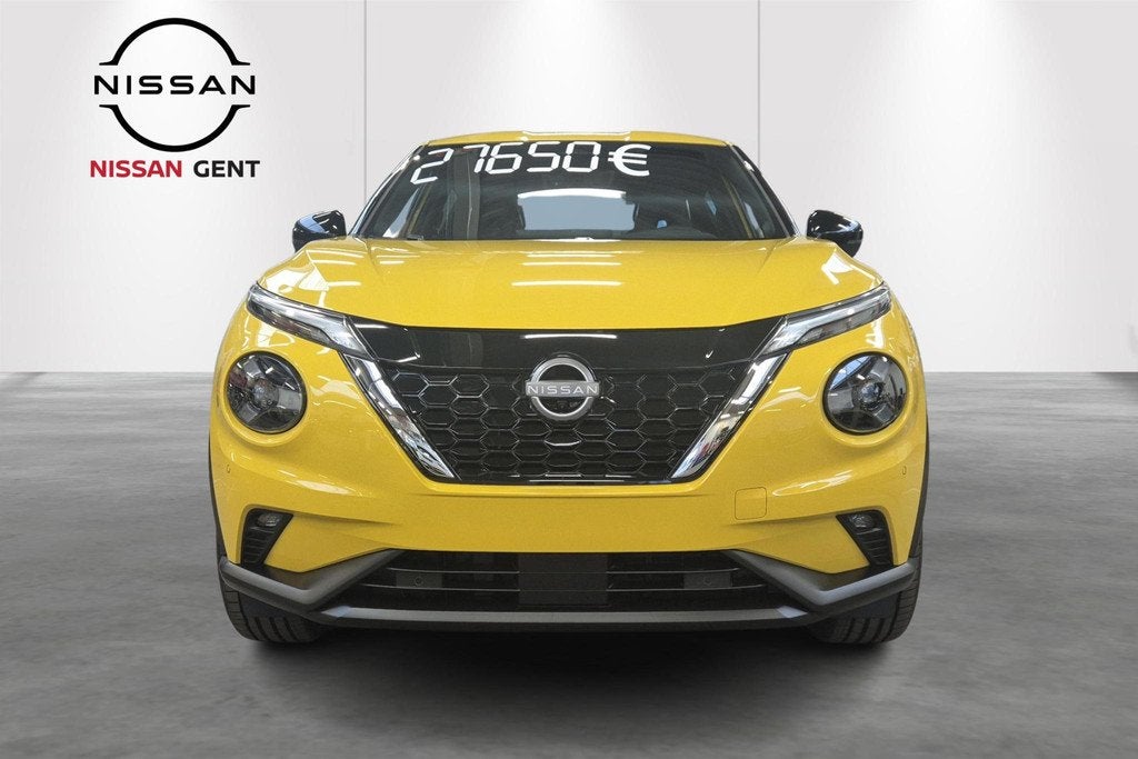 Nissan Juke 1.6 Hybrid 145 Tekna Cold Pack+NAV+360Camera+Bos, Auto's, Stof, 4 cilinders, Geel, 5 zetels