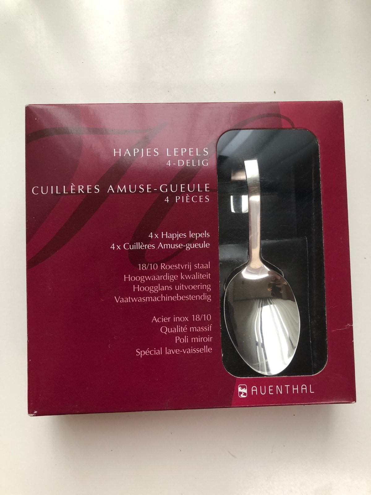 Nieuw 4 hapjes lepels in roestvrij staal, Maison & Meubles, Cuisine | Couverts, Enlèvement ou Envoi, Neuf, Set de couverts