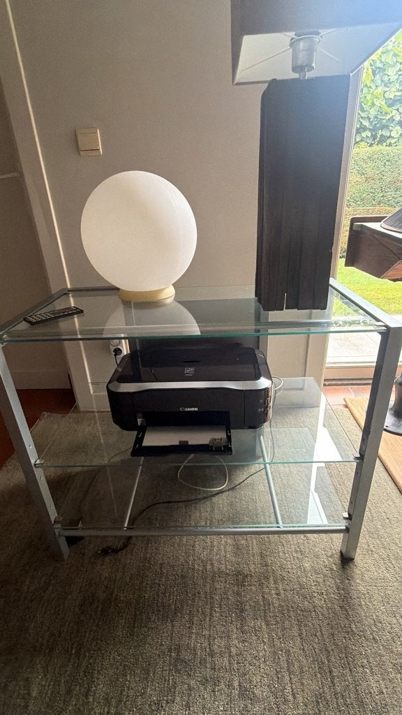 Glazen tafeltje - TV kast, Ophalen, Gebruikt, Vierkant, 55 tot 75 cm