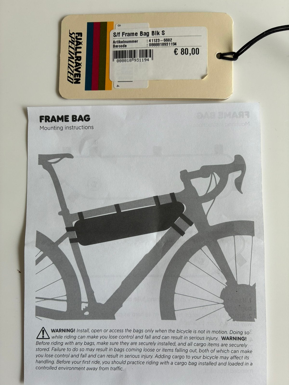Frame bag, Ophalen, Zo goed als nieuw