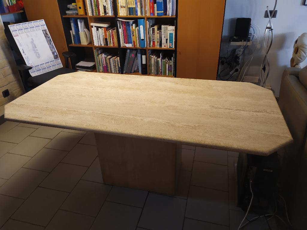 TABLE  TRAVERTIN, Maison & Meubles, 150 à 200 cm, Cinq personnes ou plus, Contemporain, Enlèvement