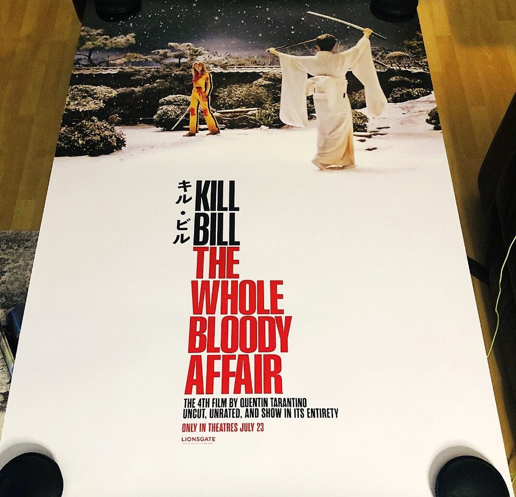 Zeldzame Grote Kill Bill Whole Bloody Affair Cinemaposter, Enlèvement ou Envoi, Comme neuf, Film, Affiche