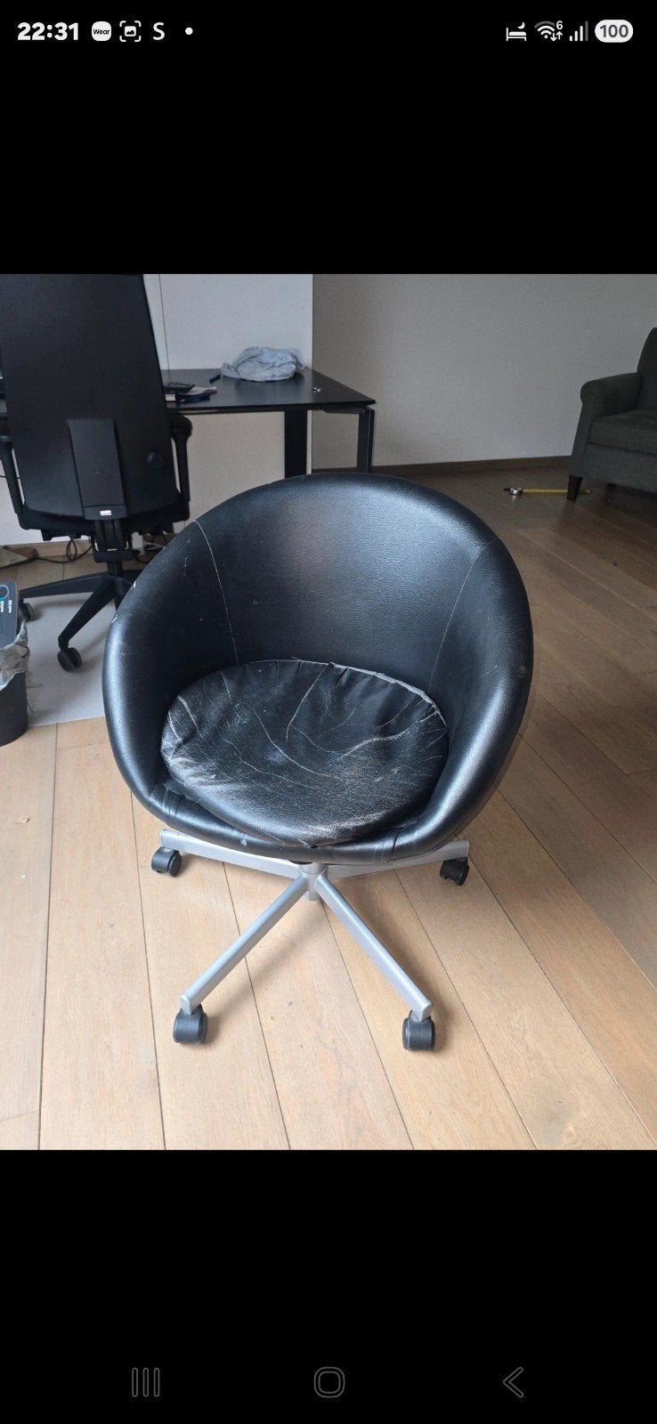 Bureaustoel ikea, Maison & Meubles, Chaises de bureau, Enlèvement, Utilisé, Noir, Chaise de bureau