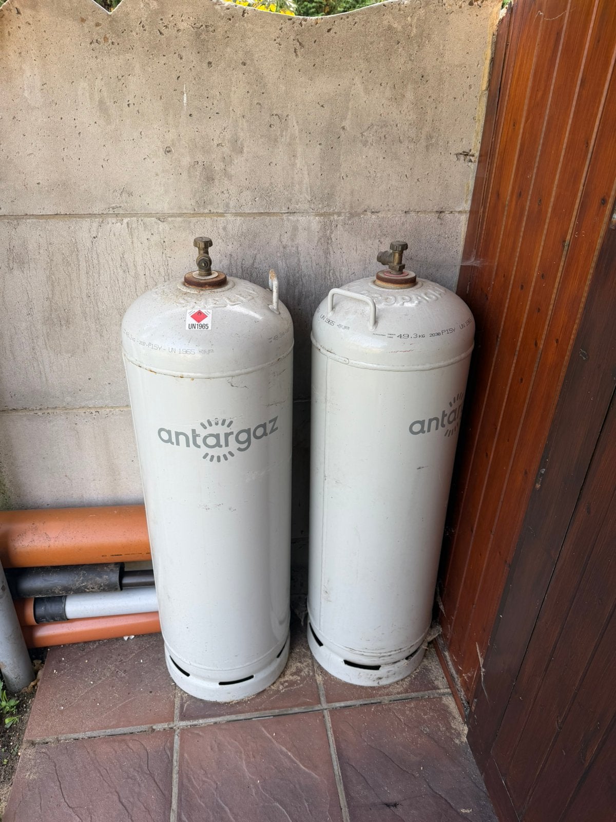 2x grote LPG/propaan gasfles – 50 kg – Antargaz, Doe-het-zelf en Bouw, Ophalen, Zo goed als nieuw