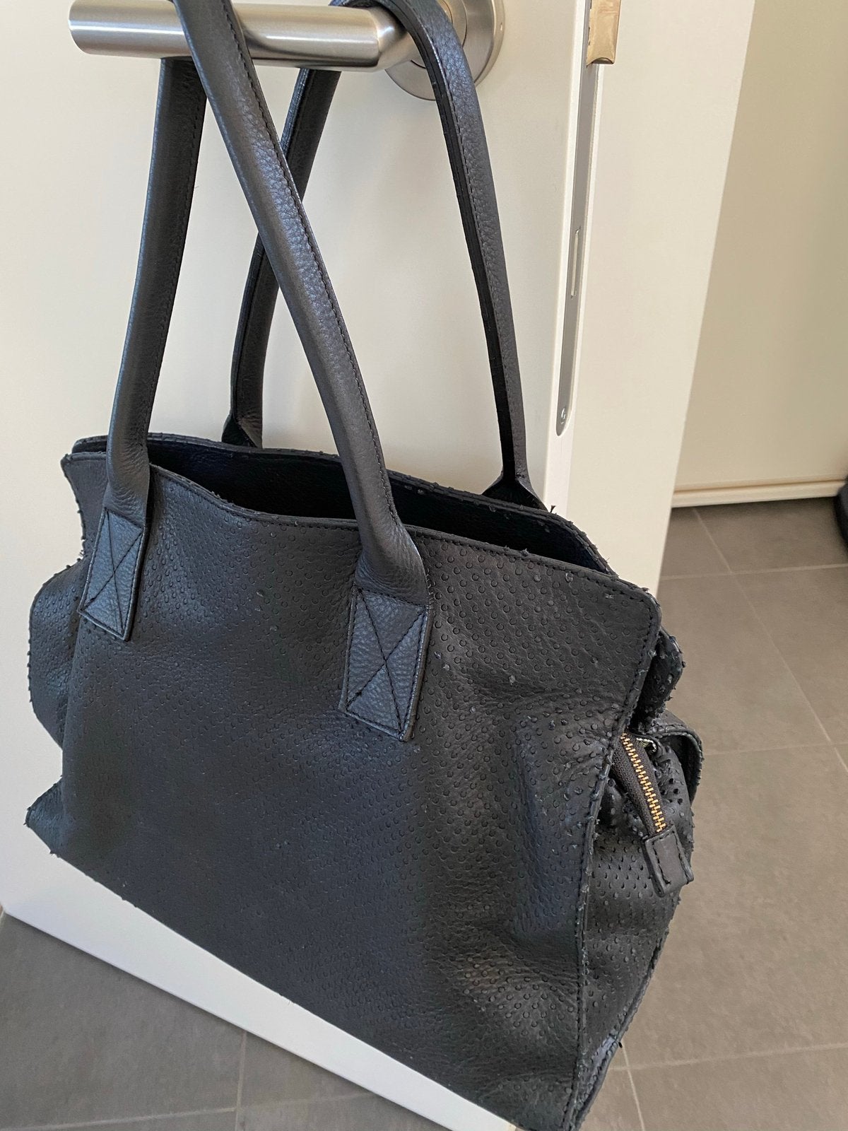 Draag/ schoudertas Italiaans leder en design, Handtassen en Accessoires, Ophalen, Zo goed als nieuw, Zwart
