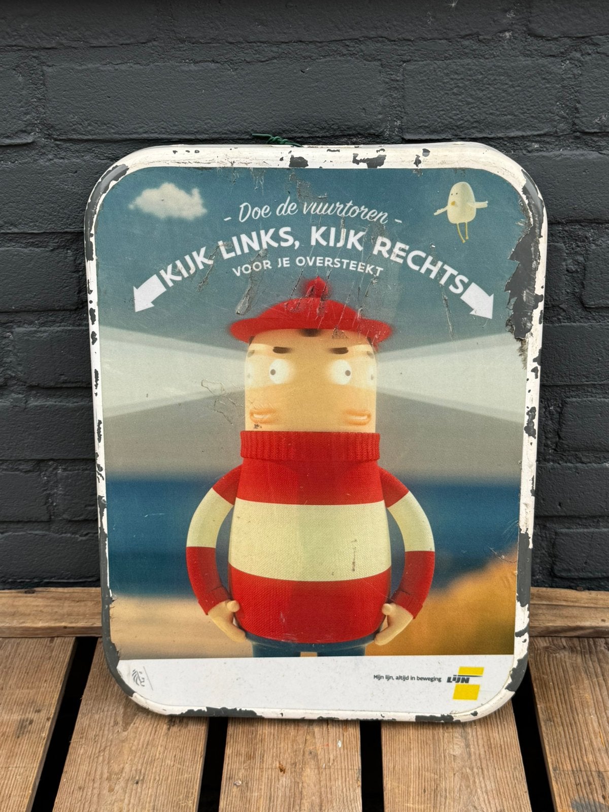 De vuurtoren oud reclamebord / bus, Ophalen of Verzenden, Gebruikt, Reclamebord