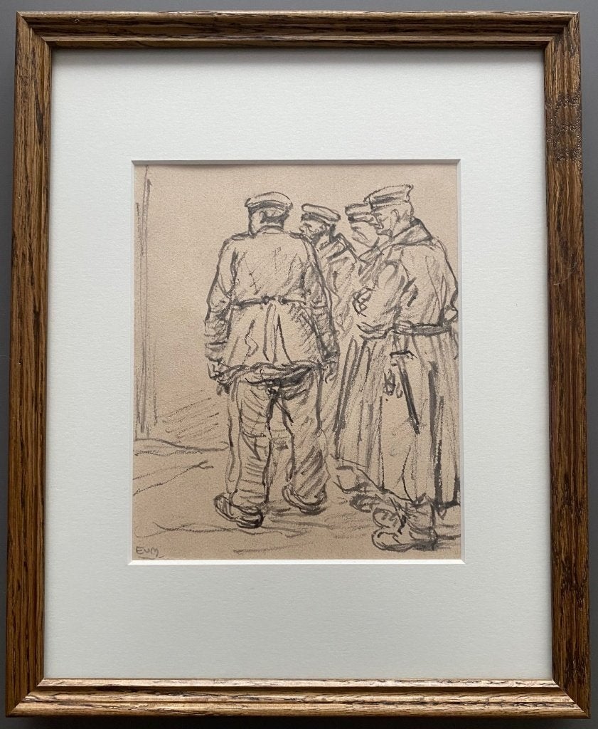 Originele tekening Eugeen Van Mieghem., Enlèvement, Dessin, Sous verre