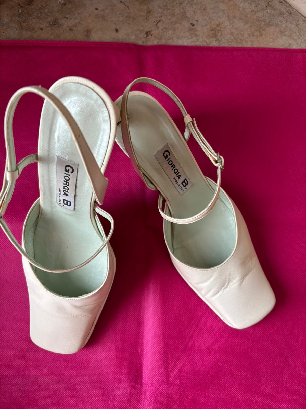Vintage Giorgia B leren slingbacks 38,5, Kleding | Dames, Ophalen of Verzenden, Zo goed als nieuw