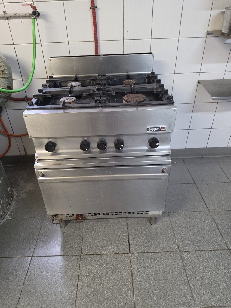 Professioneel RVS Gasfornuis 4 Pitten met Oven, Ophalen, Gebruikt, Bakkerij en Slagerij
