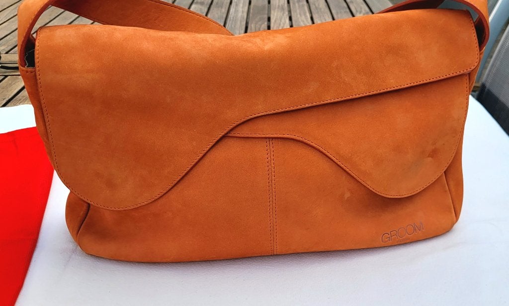 Sac à main cuir orange marque GROOM Paris, Enlèvement, Comme neuf, Orange, Sac à main
