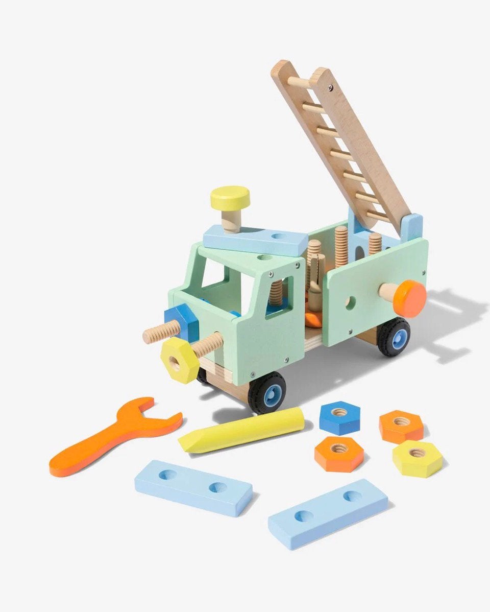 HEMA Camion de construction en bois, Enfants & Bébés, Jouets | Blocs de construction, Utilisé, Enlèvement ou Envoi