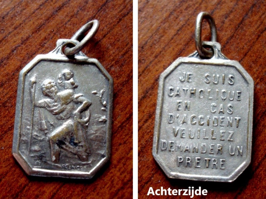 Christelijke medaille met Sint Christoffel en kindje Jezus, Verzamelen, Verzenden, Zo goed als nieuw, Overige typen, Christendom | Katholiek