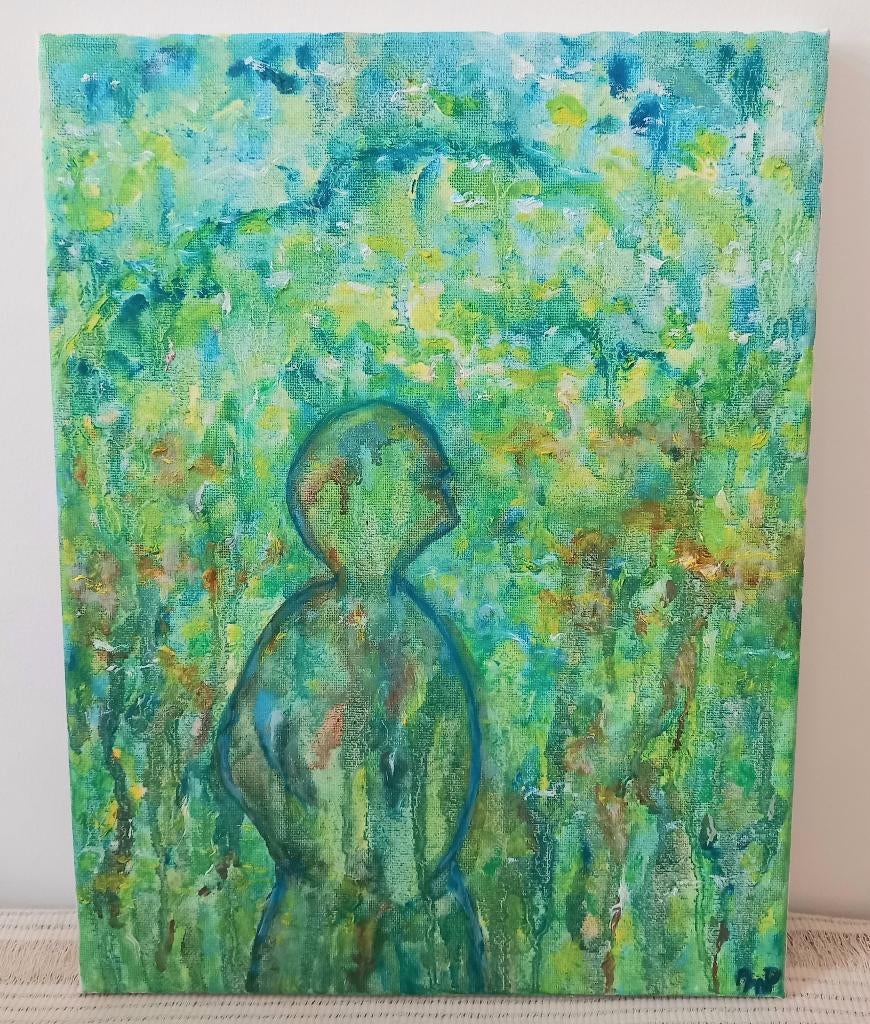 Reflections. Mijmeringen. Olieverf op doek, 27x35 cm, Antiek en Kunst, Kunst | Schilderijen | Modern, Ophalen of Verzenden
