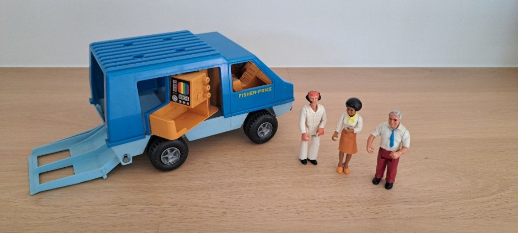 Vintage Fisher price mobile TV van, Kinderen en Baby's, Ophalen of Verzenden, Gebruikt, Auto of Voertuig
