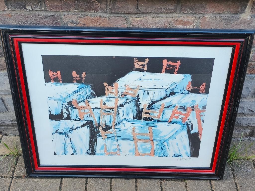 lithographie epreuve d artiste signe jose chapellier, Antiek en Kunst, Kunst | Litho's en Zeefdrukken, Ophalen of Verzenden