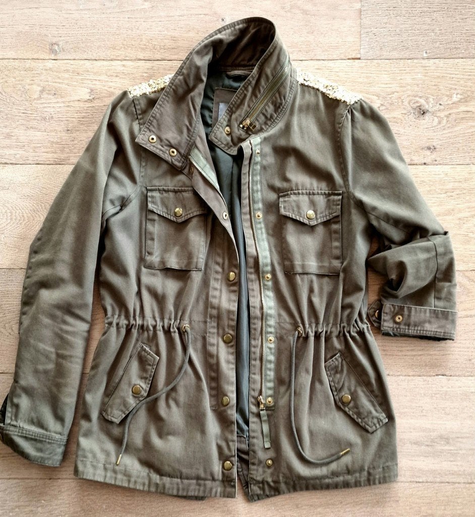 Olijfgroene utilityjas, Kleding | Dames, Vero Moda, Ophalen of Verzenden, Maat 36 (S), Gedragen