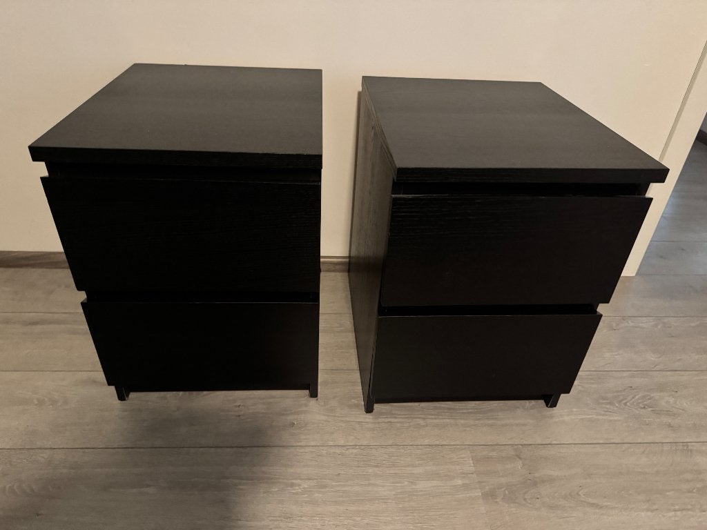 2 zwarte nachttafels, Ophalen, Gebruikt
