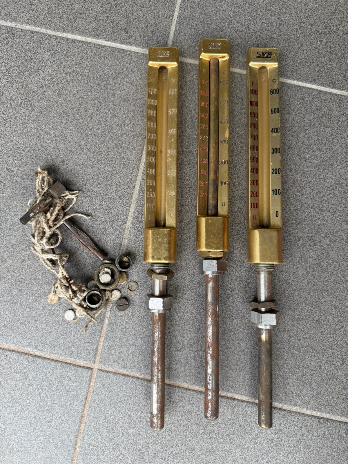 Oude scheepsmotor thermometer onderdelen, Ophalen of Verzenden