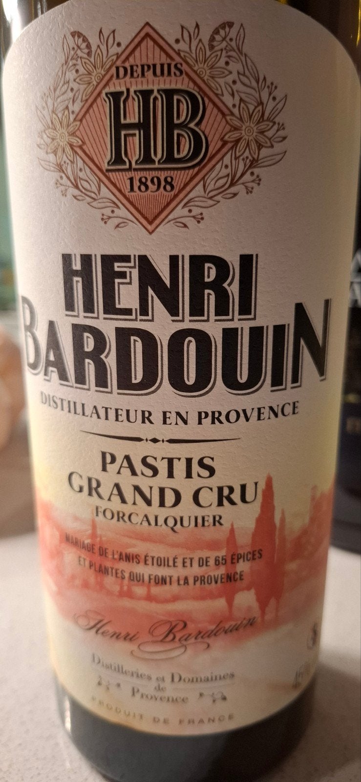 Henri bardouin pastis 70 cl à vendre non entamé, Enlèvement