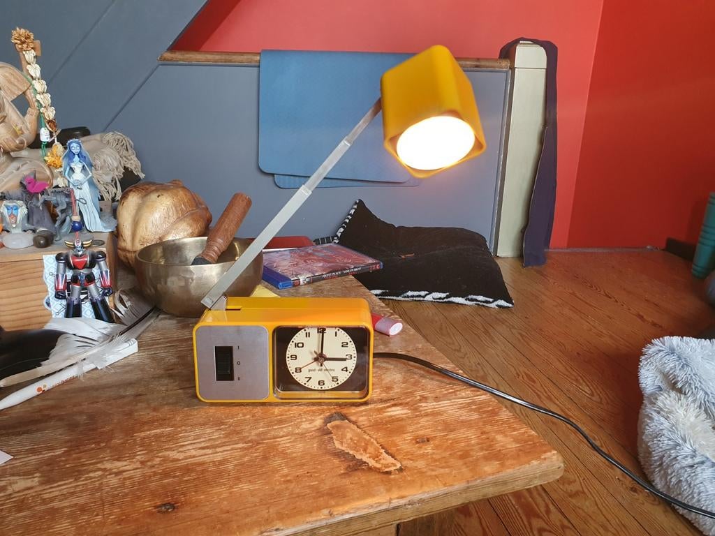 Good old-electric Jaren 70 wekker en leeslampje met doos!!, Verzamelen, Ophalen