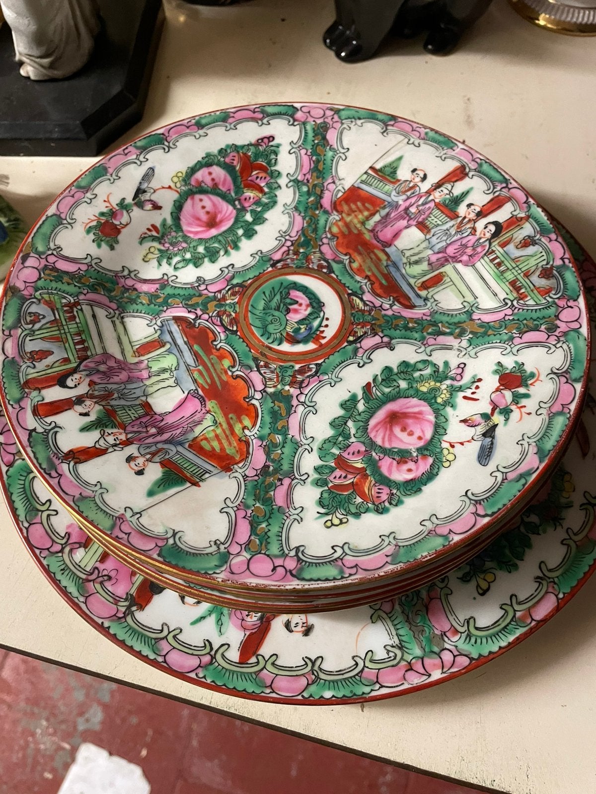 Set Chinese porseleinen Rose Medallion borden, Ophalen