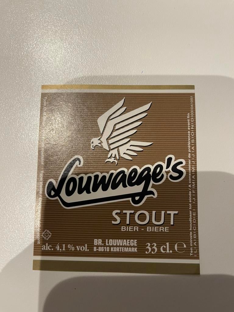 Louwaege’s stout bier etiket fles, Verzamelen, Ophalen of Verzenden, Zo goed als nieuw