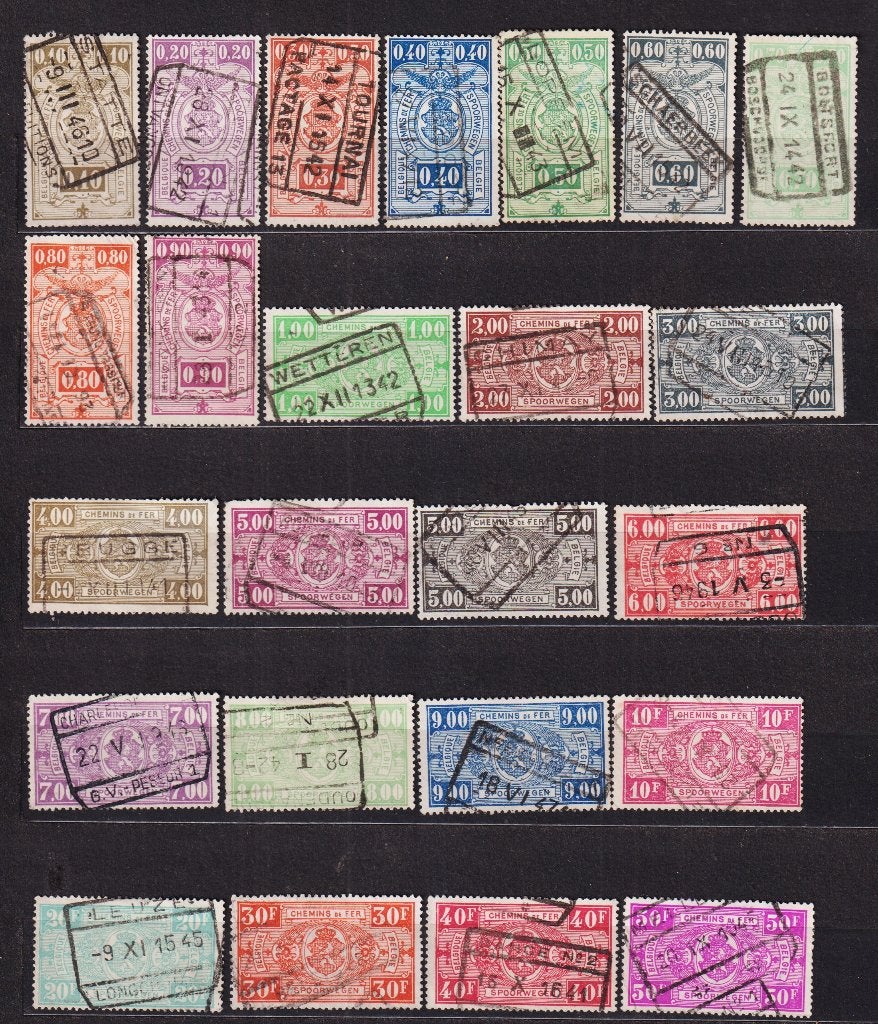 Belgique Timbres chemins de fer 1941 TR236-TR259 oblitéré, Oblitéré, Trains, Affranchi, Envoi