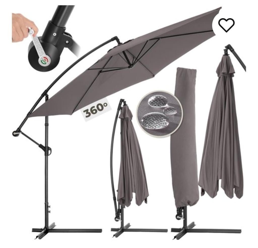 Parasol met Standaard 350 cm, Tuin en Terras, Ophalen, Kantelbaar, Nieuw, Zweefparasol