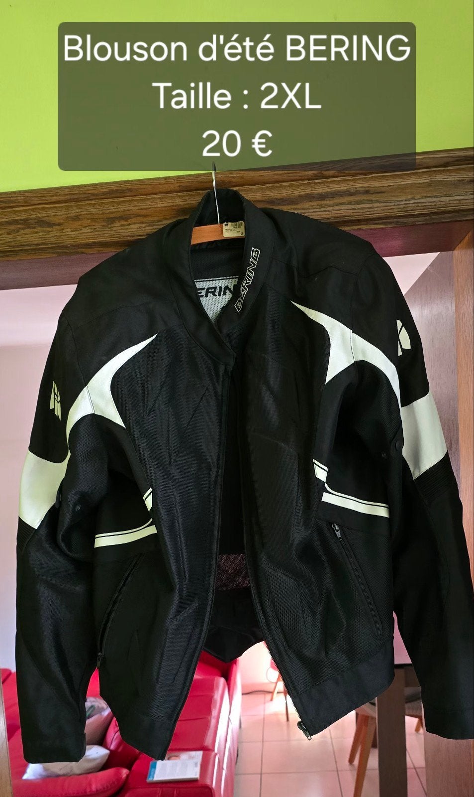 BLOUSON D'ÉTÉ BERING Taille 2XL (Coques protection) noir et, Motos, Enlèvement