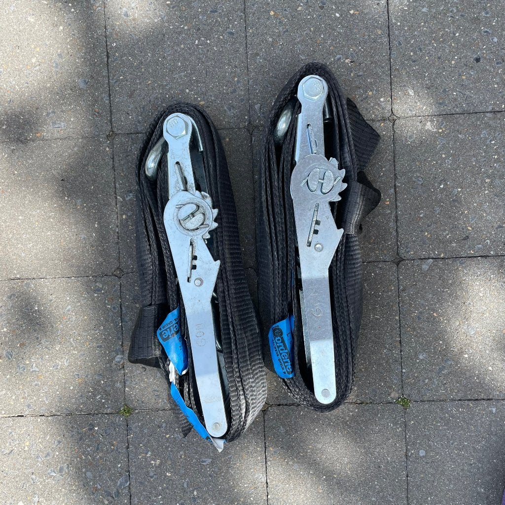 Set van 2 ratelriemen 50 mm - 2,5 m - haken, Auto diversen, Raceauto's
