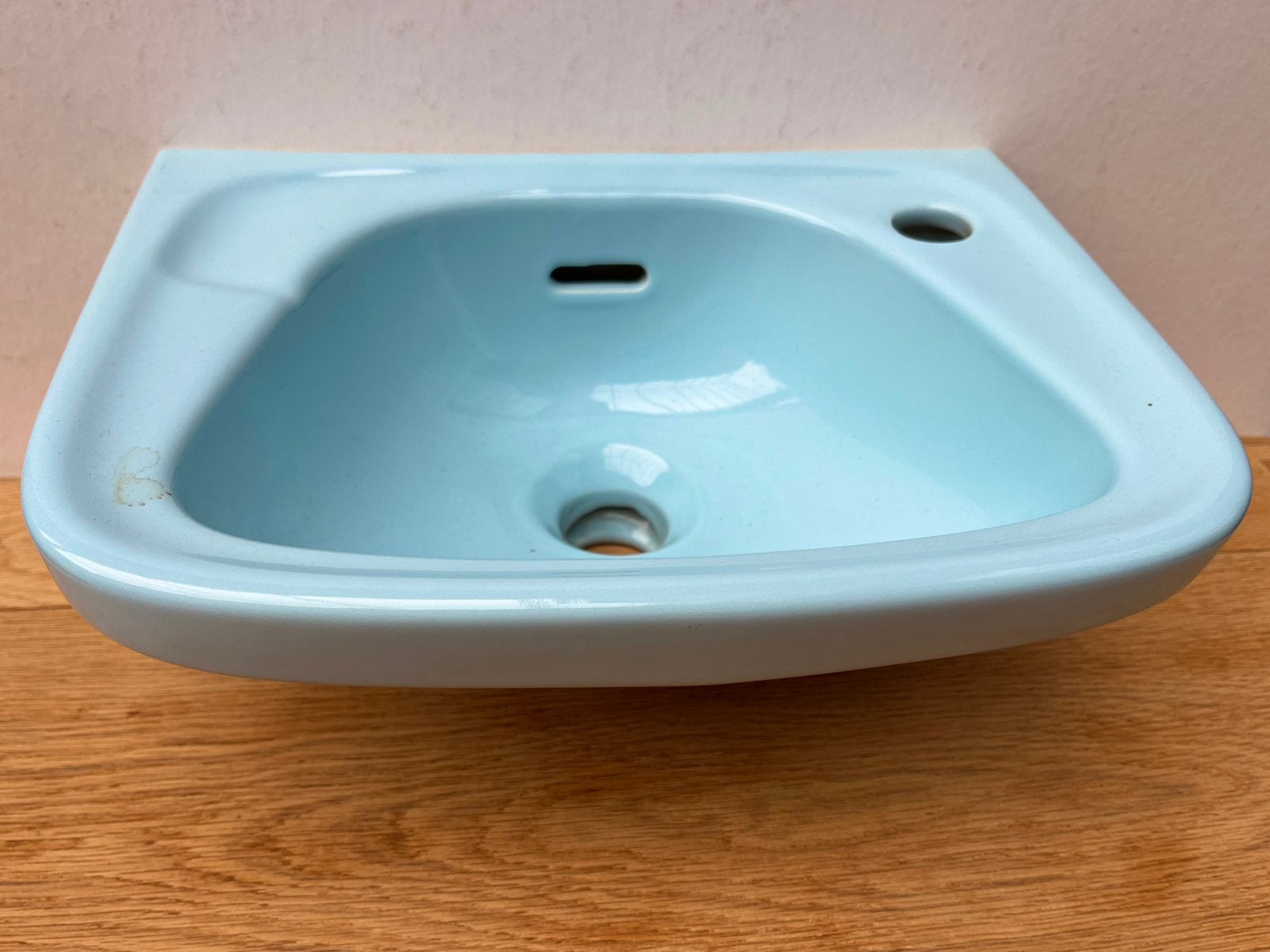 Vintage pastelblauwe toilet lavabo / handewasser Diturvit, Steen, Ophalen of Verzenden, Zo goed als nieuw, Diturvit
