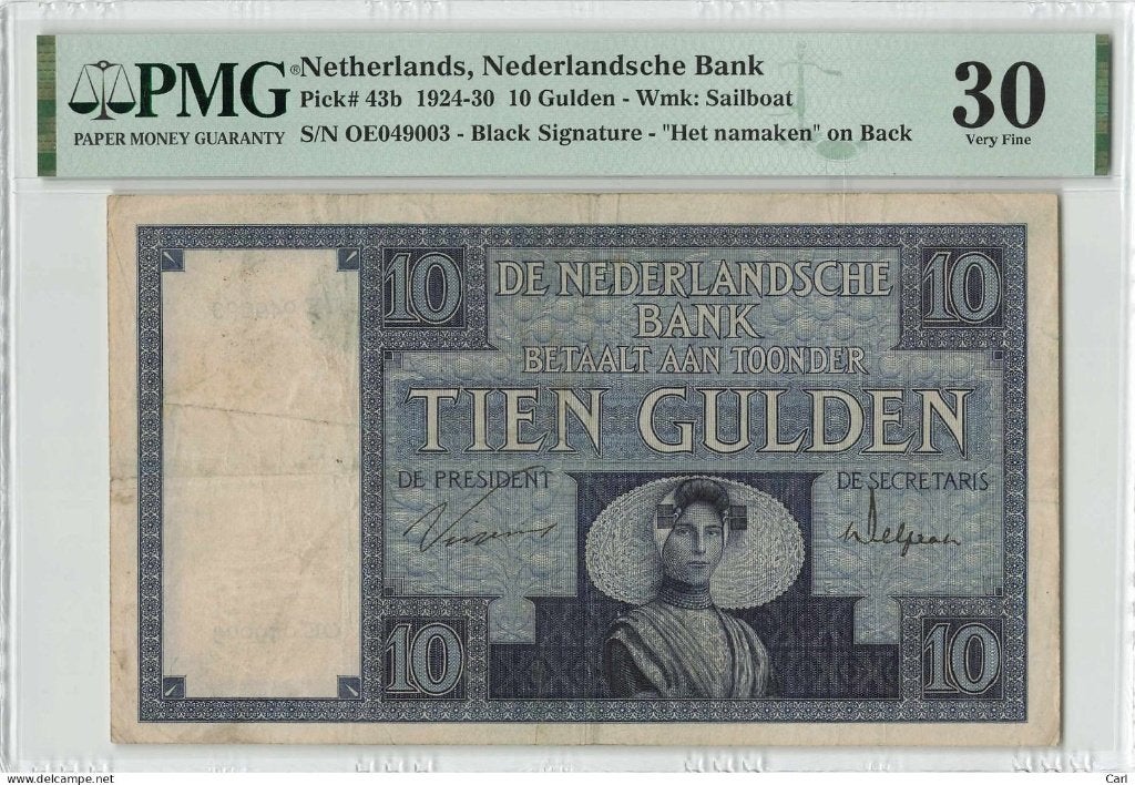 10 gulden 1928 Zeeuws Meisje, Timbres & Monnaies, Envoi, 10 florins, Billets en vrac