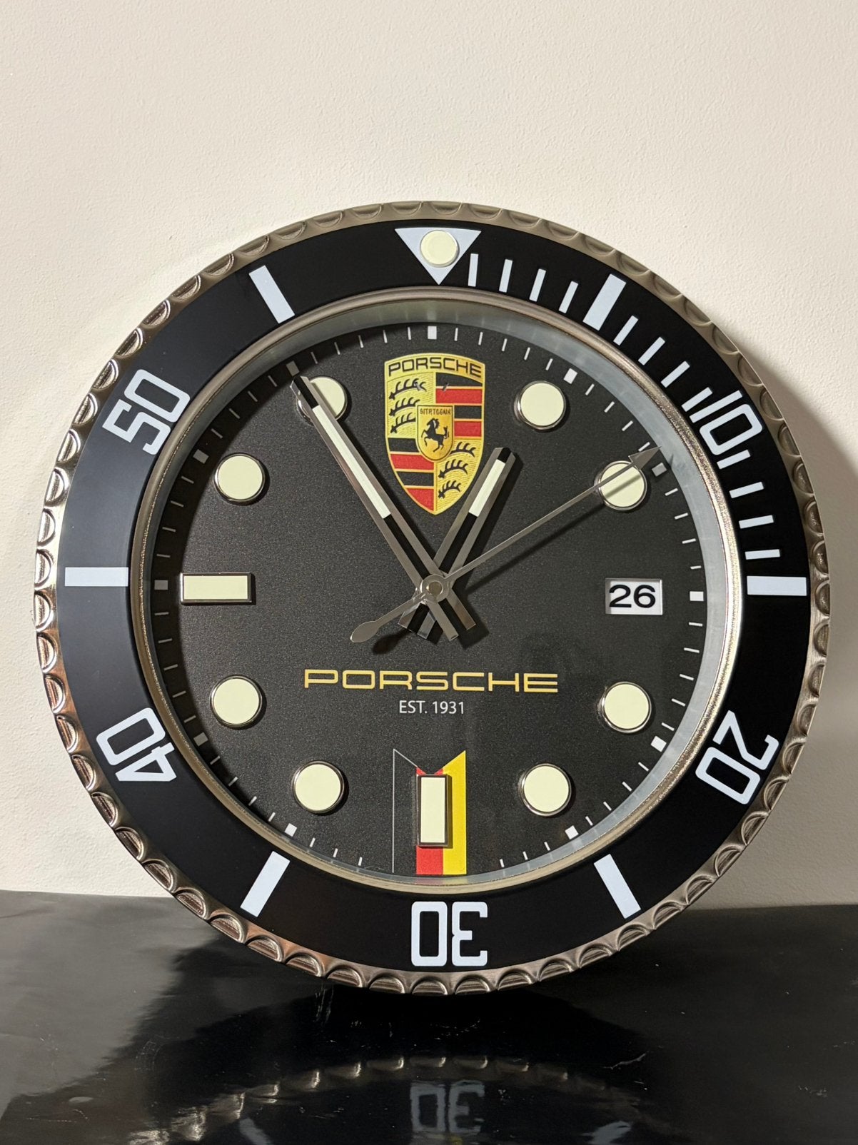 Porsche Wandklok Nieuw, Huis en Inrichting, Woonaccessoires | Klokken, Ophalen of Verzenden, Zo goed als nieuw, Wandklok