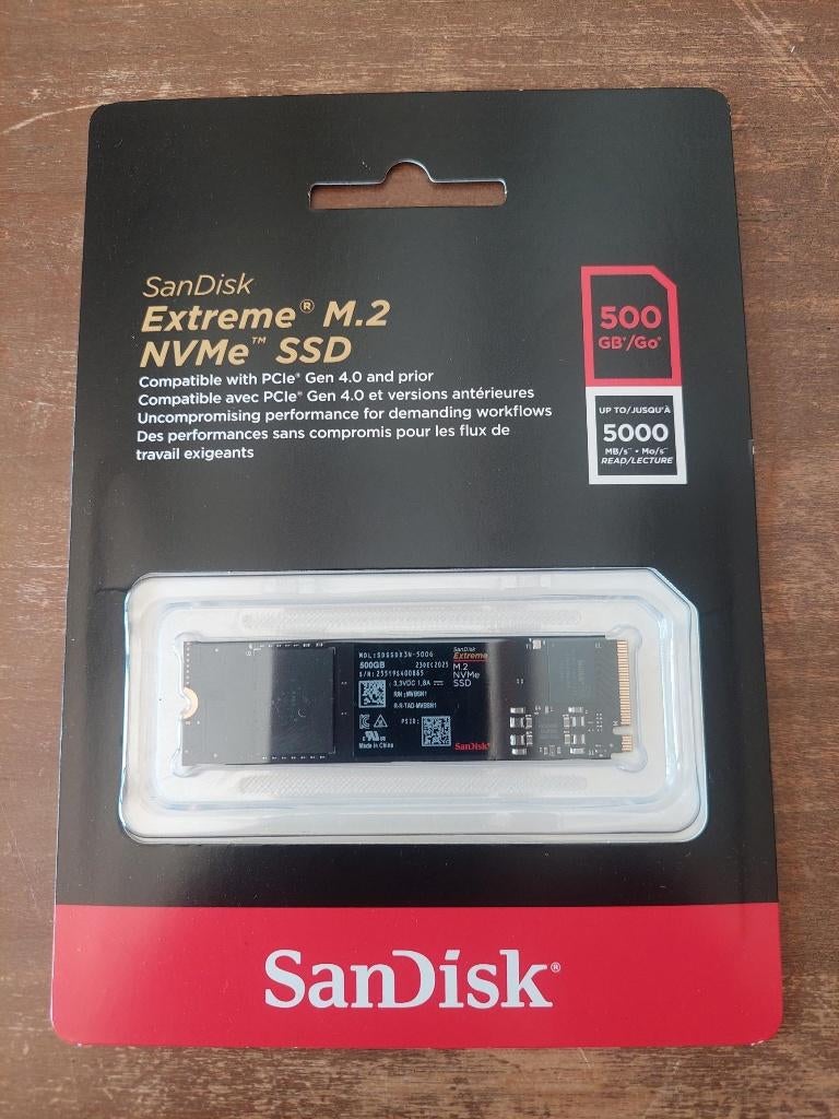 Sandisk Extreme M.2 NVME SSD 500 Gb/Go, Ophalen, Intern, SSD, Sandisk